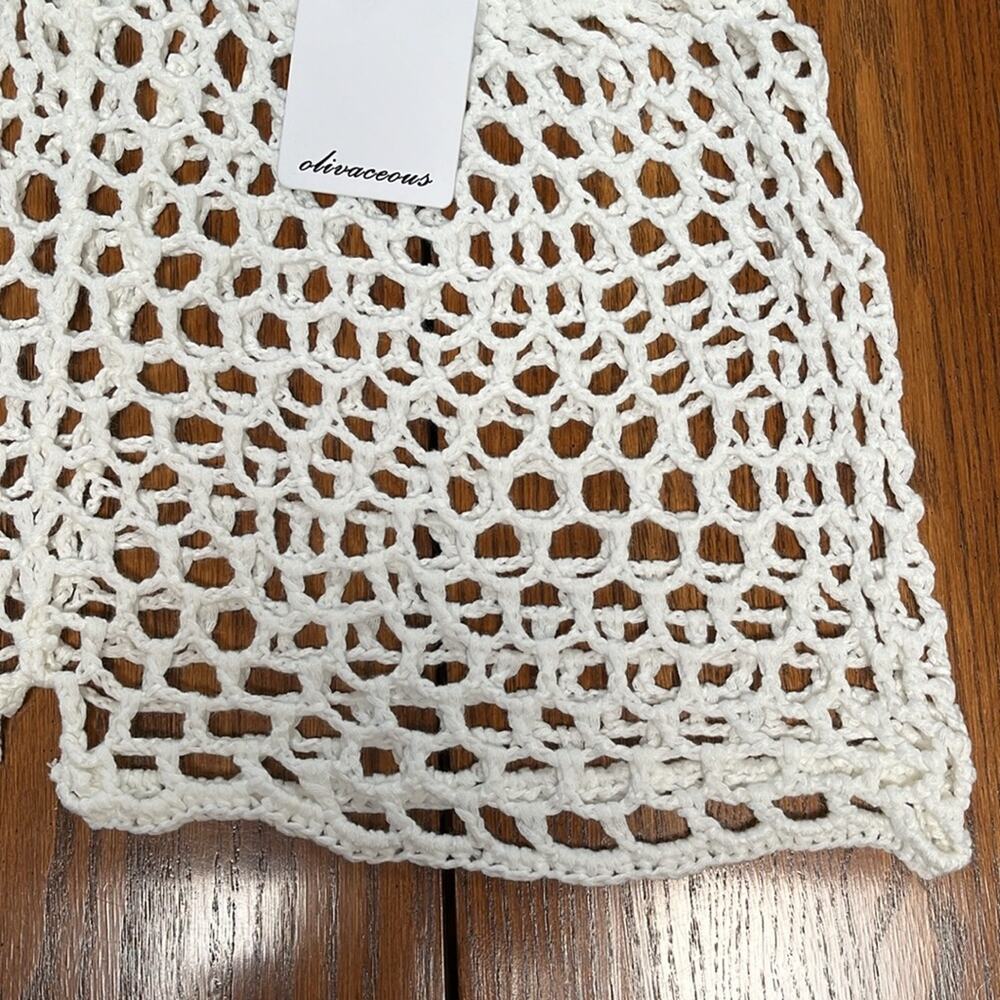 Olivaceous Womens Shorts Crocheted White Medium Swim Suit Cover-Up Layer - Picture 4 of 6